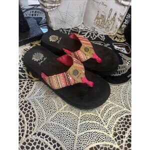 Yellow Box Oria Pink Sequin Glitter Flip Flops Women’s Size 7